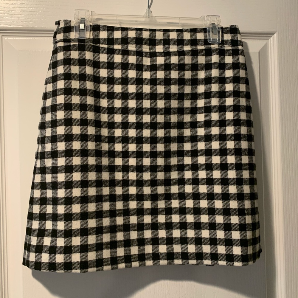 J CREW BUFFALO CHECK SKIRT BLACK/WHITE SIZE 6 NWT! - Picture 3 of 4